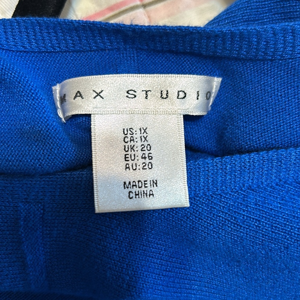 Max Studio Blue Longline Balloon Dolman Sleeve SweaterTunic Dress 1X - Picture 7 of 12